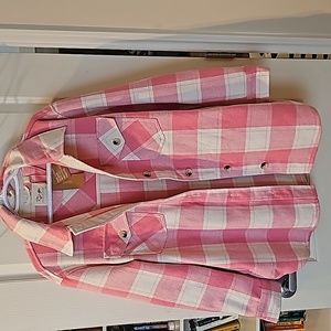 Oversized Checked Shirt Jacket In Barbie Pink